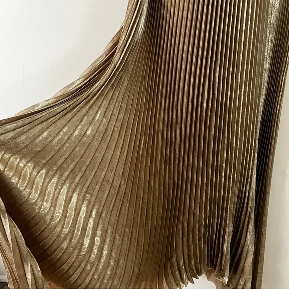 L'IDEE Black Tie Gown Maxi Dress in Gold Shimmer Size US 2 NEW! New with tags! - Picture 9 of 13